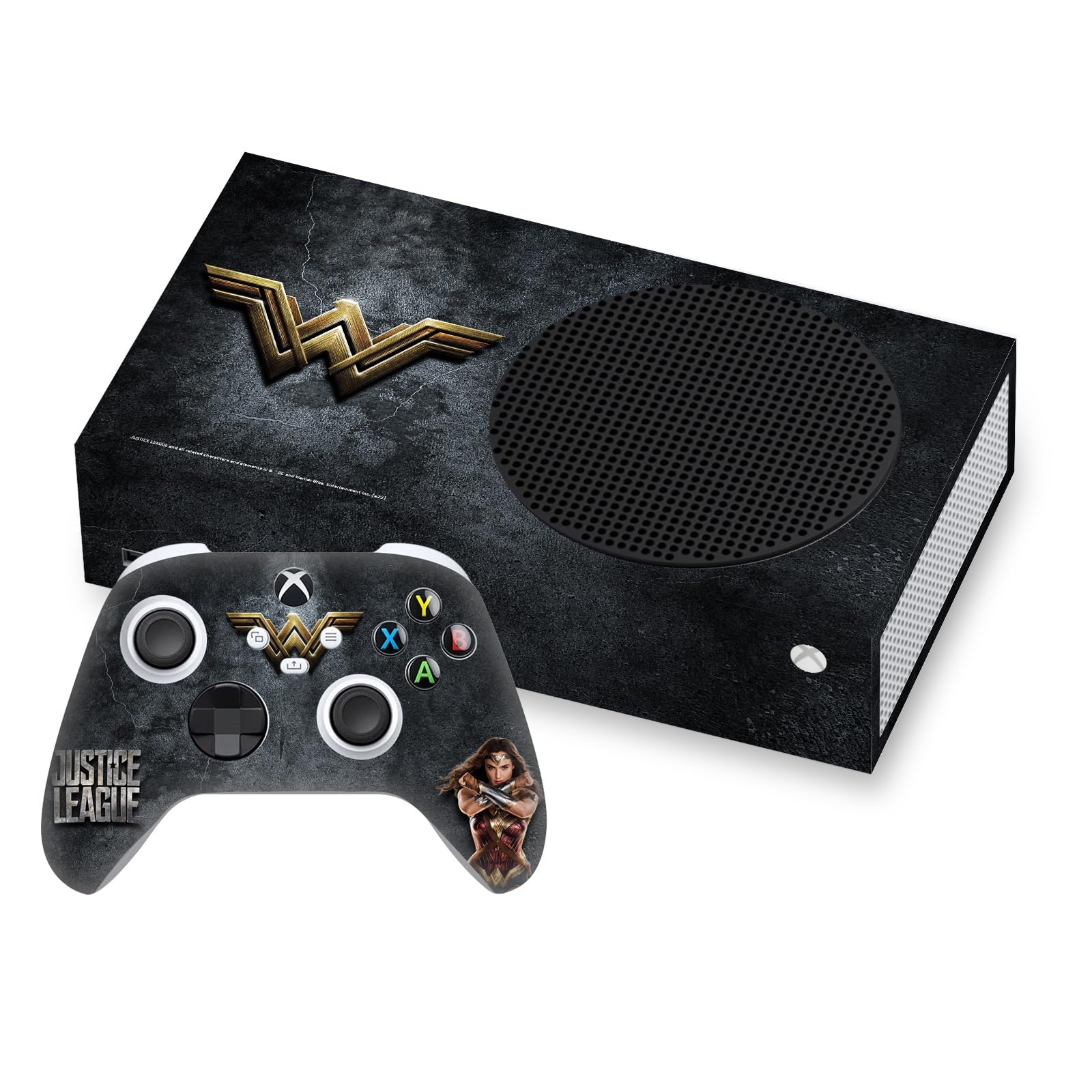 Official Justice League Movie Wonder Woman Logo & Character Art Vinyl Skin Decal Sticker - Compatible with Xbox Series S Console & Controller Bundle - Gaming Accessories for Superhero Fans