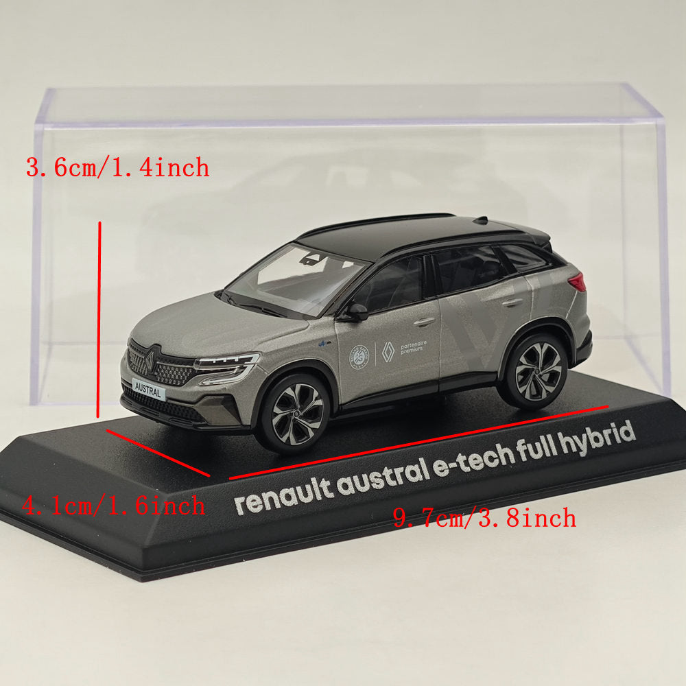 1/43 Scale Norev Renault Austral E-Tech Full Hybrid Partenaire Premium Diecast Model Car - Grey - Collectible Vehicle for Display & Gifts