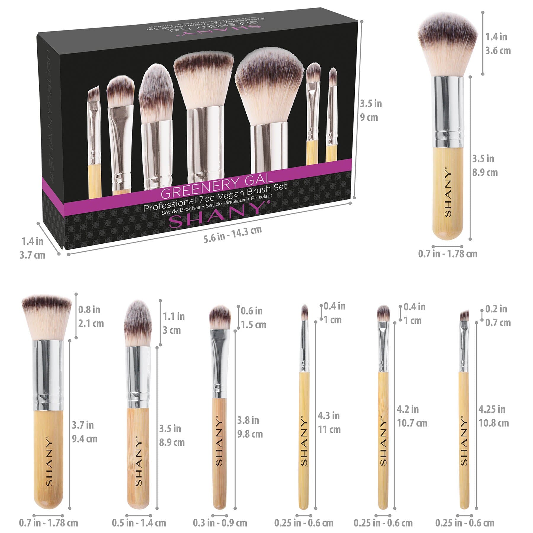 7-Piece Petite Pro Bamboo Makeup Brush Set with Travel Case - Eco-Friendly & Vegan for On-the-Go Beauty | Perfect for Travel, Professional Makeup Artists & Everyday Use
