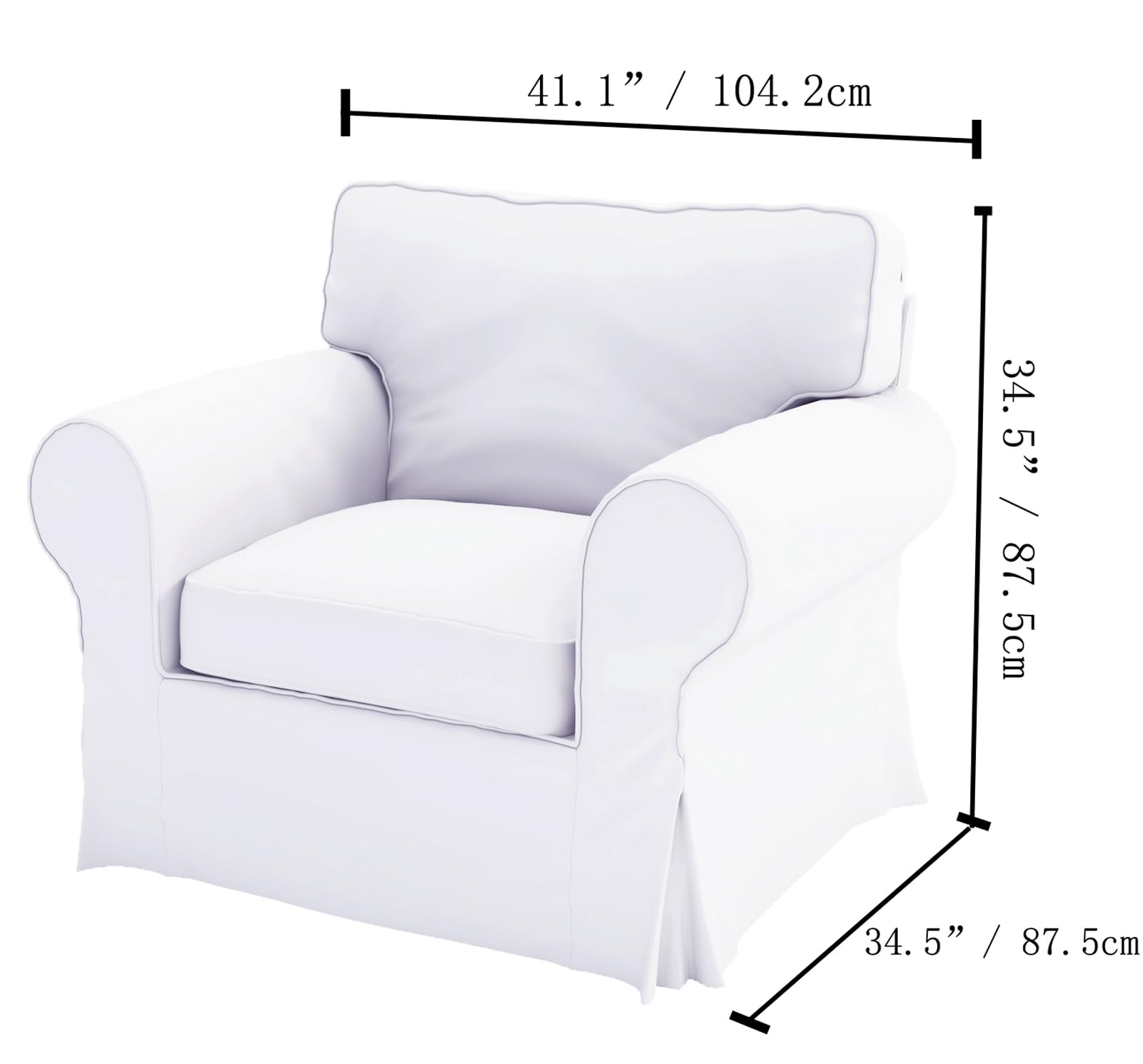 Heavy Cotton Ektorp Sofa Cover Replacement for IKEA Ektorp Armchair - Dense Dark Gray Fabric - Perfect for Living Room, Bedroom & Home Office Protection