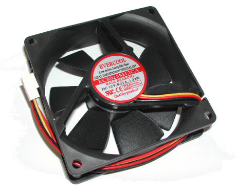Evercool 80x80x25mm 12V Ball Bearing Cooling Fan - 3 Pin EC8025M12CA for PC, Gaming Rig, Server & Electronics Cooling