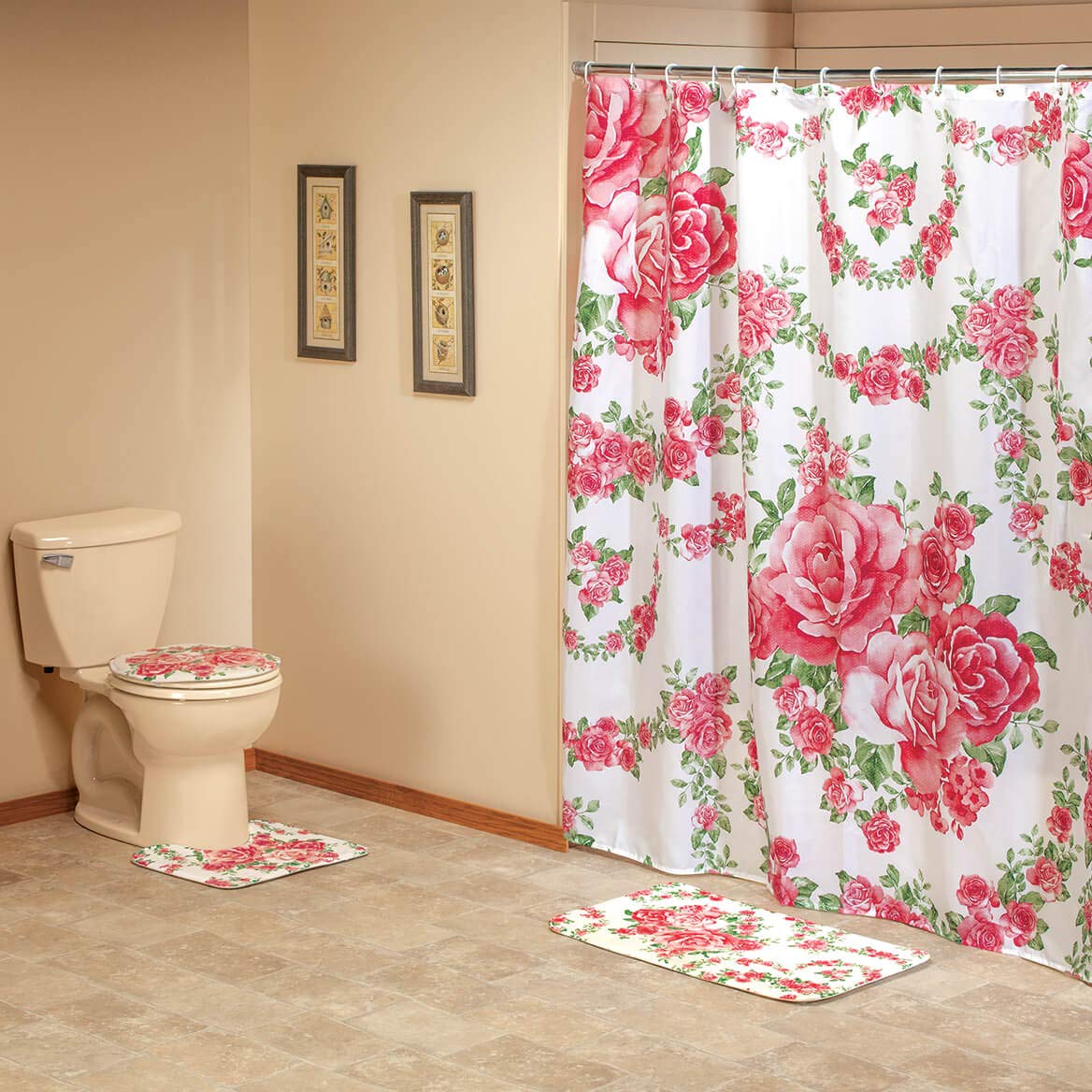 4-Piece Rose Bouquet Bathroom Set - Soft & Absorbent Towel Collection for Bath, Spa & Guest Room Decor