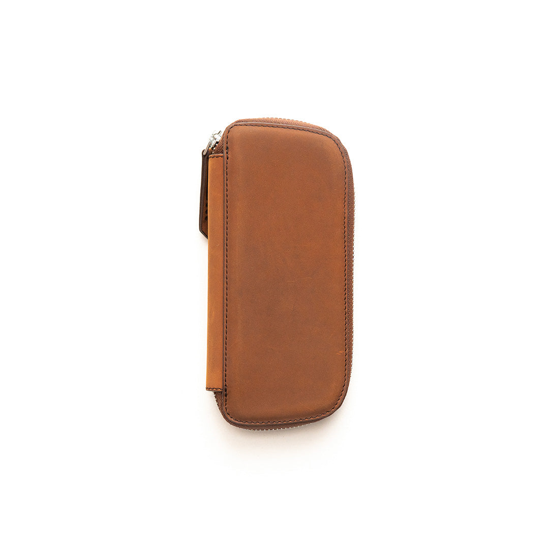 Premium Adjustable Leather Pen Pouch - Holds 3 Pens - Genuine Brown Leather - Perfect for Office, School & Travel Organization