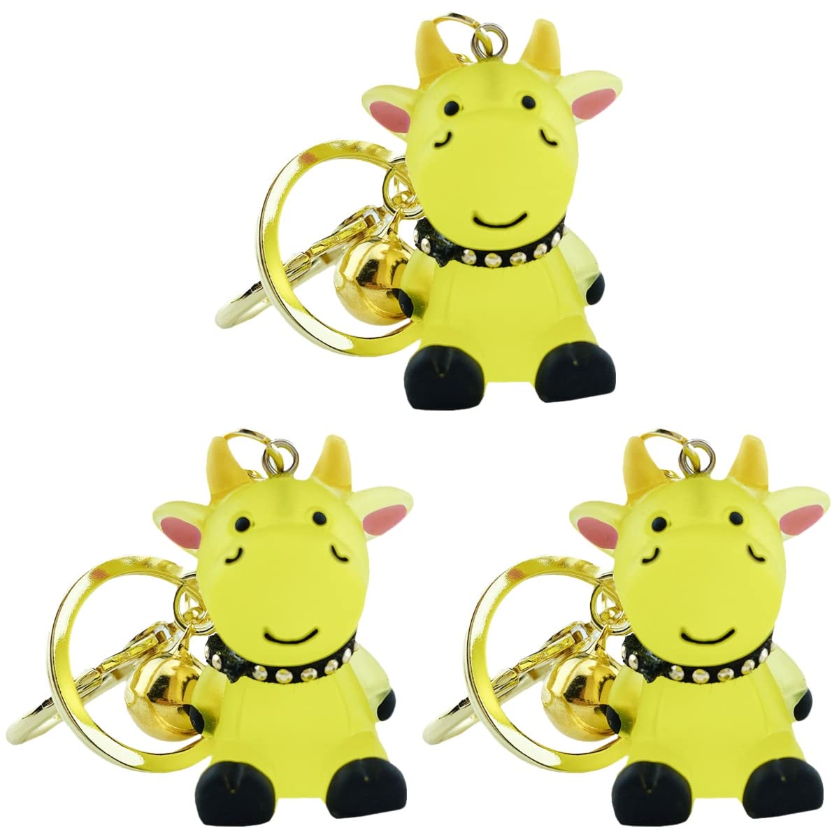 SOIMISS 3 Pack Cute Cartoon Ox Resin Keychain - Cow Keyring for Bags, Gifts & Home Decor - Perfect Friendship Gift for Coworkers, Best Friends & Animal Lovers (Ideal for Keychains, Backpacks, Gifts & Party Favors)