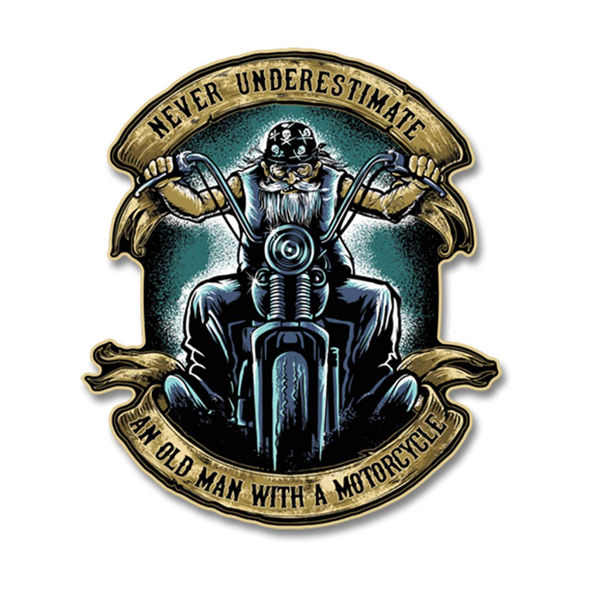 7 Inch Motorcycle Decal Stickers (10-Pack) - Durable Vinyl for Motorcycles, Cars, Trucks, Boats & Laptops - 'Never Underestimate an Old Man' Design - Perfect for Vehicle Customization, Personalization & Gift Giving
