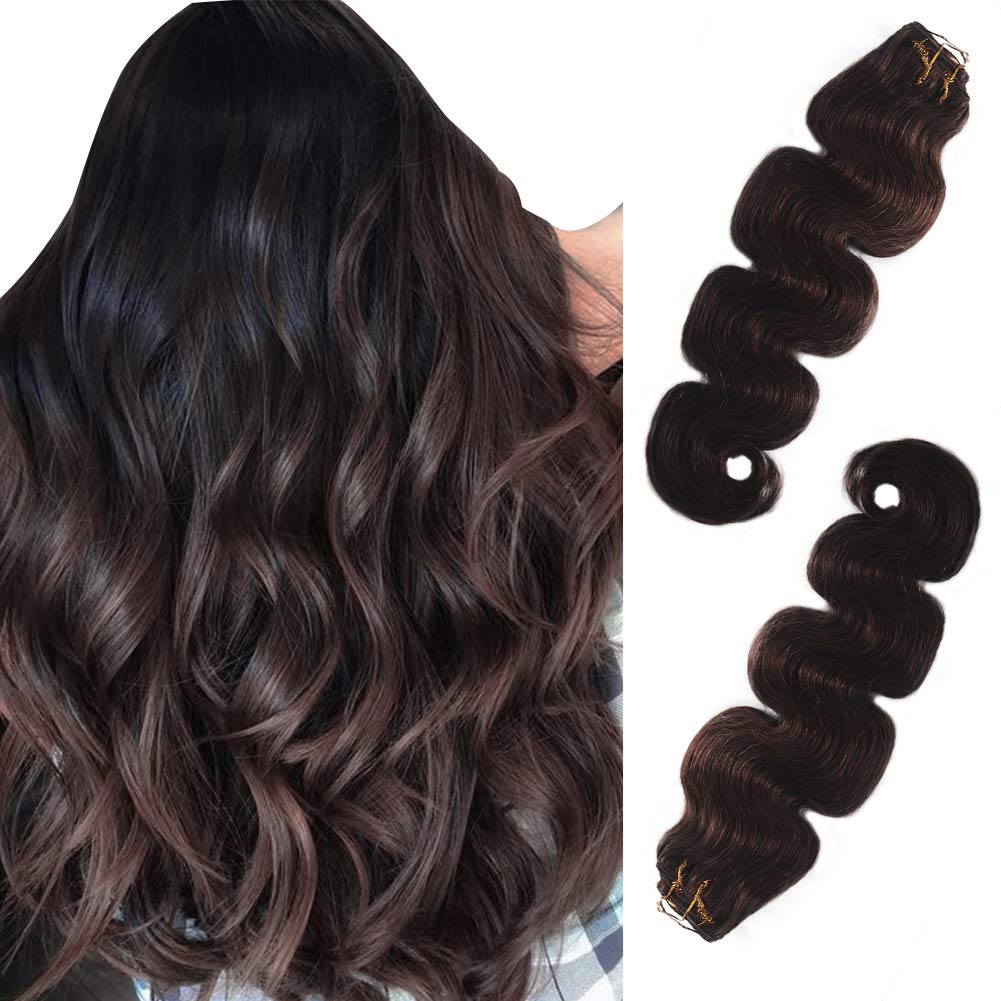 Dark Brown Body Wave Human Hair Clip-In Extensions - 8 Piece Set (180g, 22 Inch) | Double Weft Brazilian Remy Hair | Silky Soft & Natural Color | Perfect for Daily Styling, Parties & Special Occasions