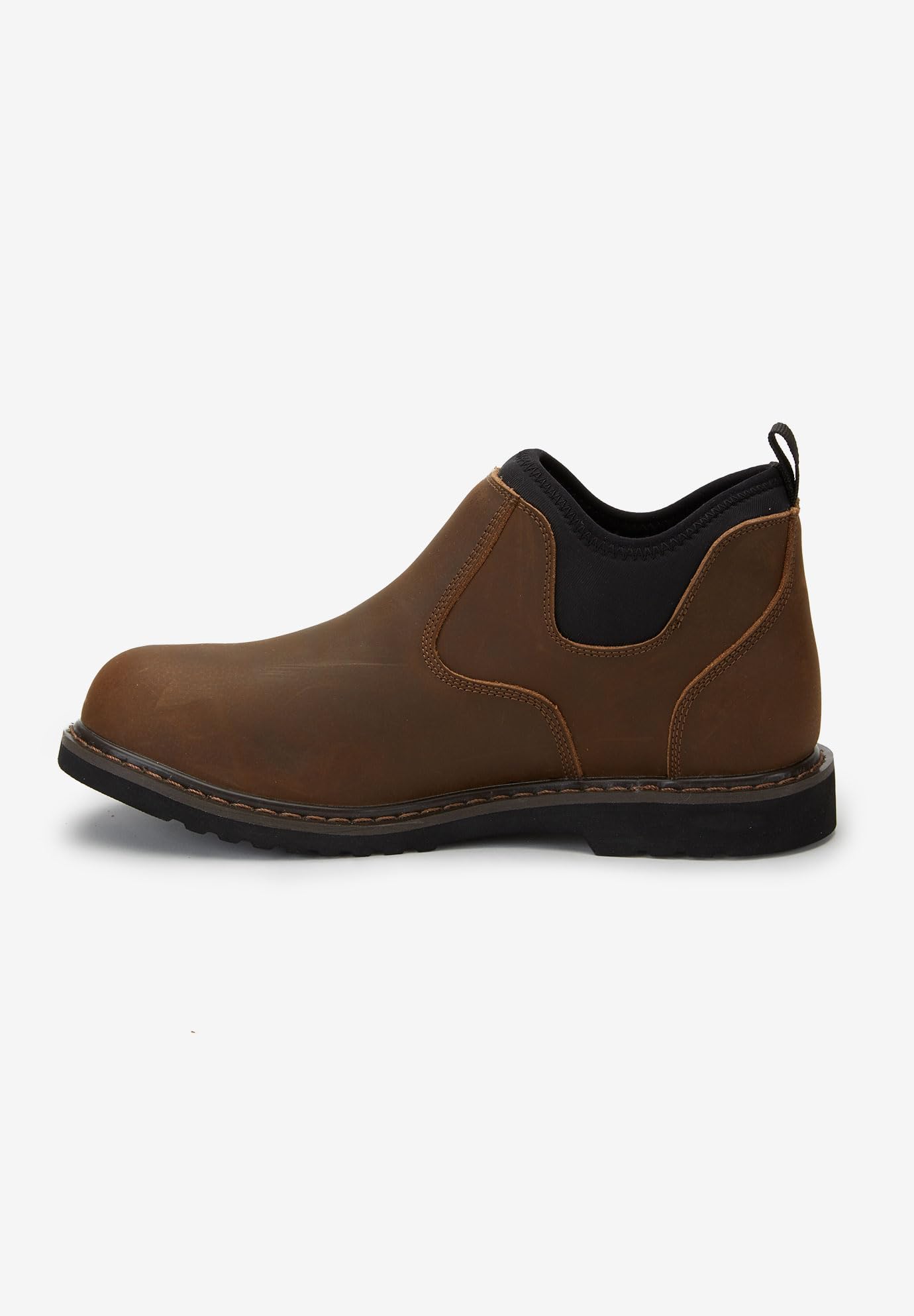 Boulder Creek by Kingsize Men's Wide Width Pull-On Work Boots - Comfortable Slip Resistant Shoes for Construction, Hiking & Outdoor Activities