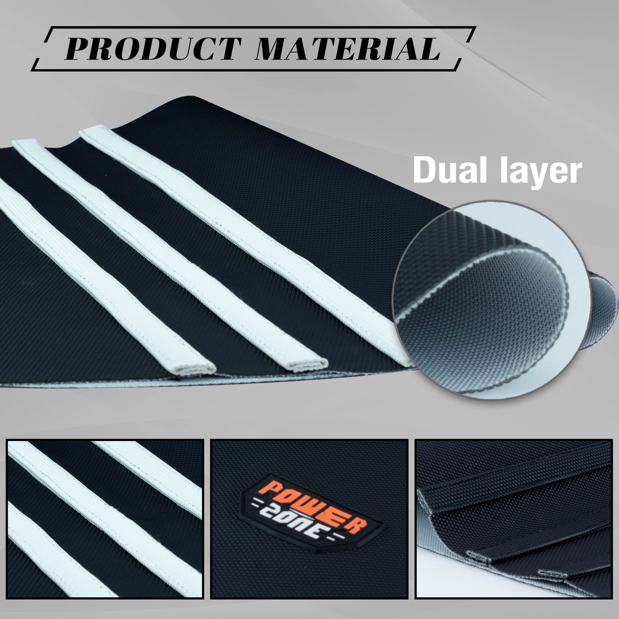 Non-Slip Dirt Bike Seat Cover - Universal Motorcycle Seat Cover for Motocross & Enduro - Black & White Grip Design - Perfect for Off-Road Racing & Trail Riding