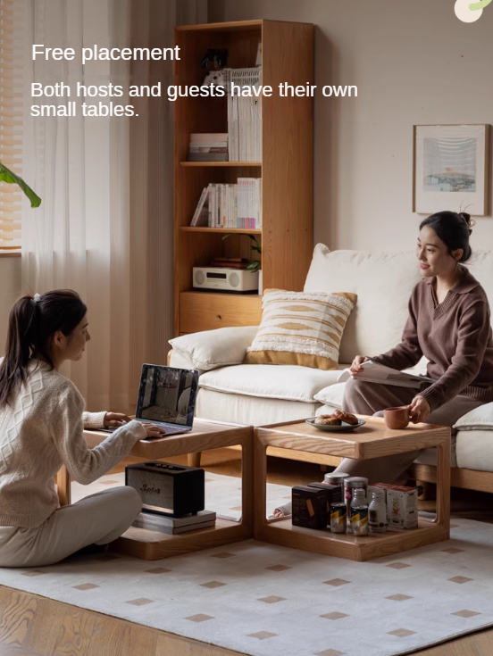 Premium Oak Solid Wood Square Coffee Table - Modern Living Room Furniture for Home Decor & Relaxation