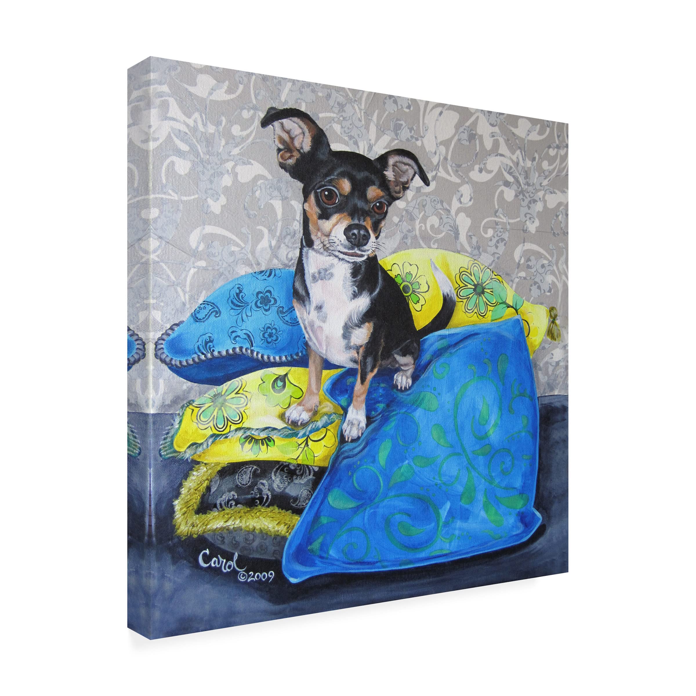 Trademark Fine Art 'Chihuahua Pillows II' Canvas Wall Art by Carol Dillon - Perfect for Living Room, Bedroom & Office Decor