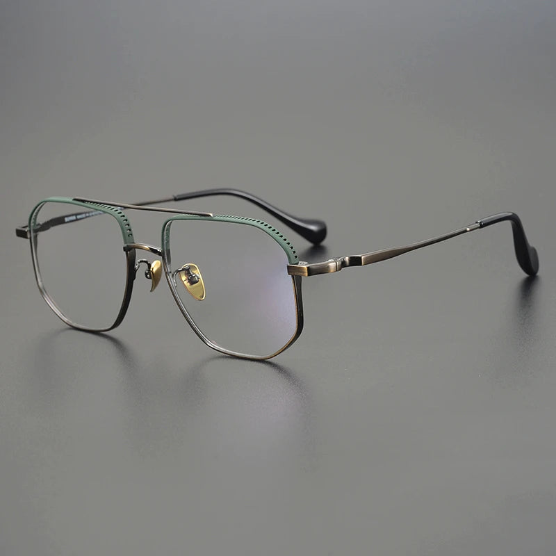 Aimee Unisex Full Rim Square Double Bridge Titanium Acetate Eyeglasses Frame 1350 - Lightweight Durable Glasses for Work, Reading & Fashion