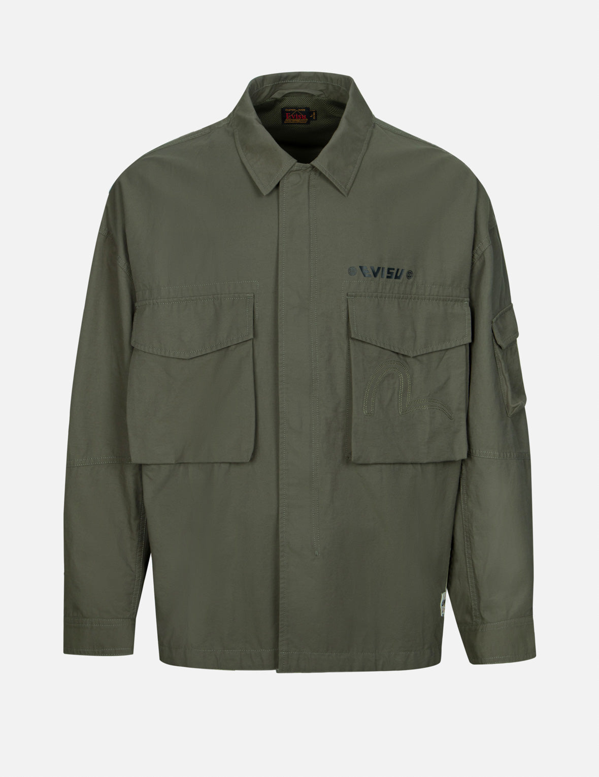 Hand-Stitched Seagull & Godhead Embroidered Loose Fit Shirt Jacket for Men - Casual Oversized Denim Shacket for Streetwear & Outdoor Activities