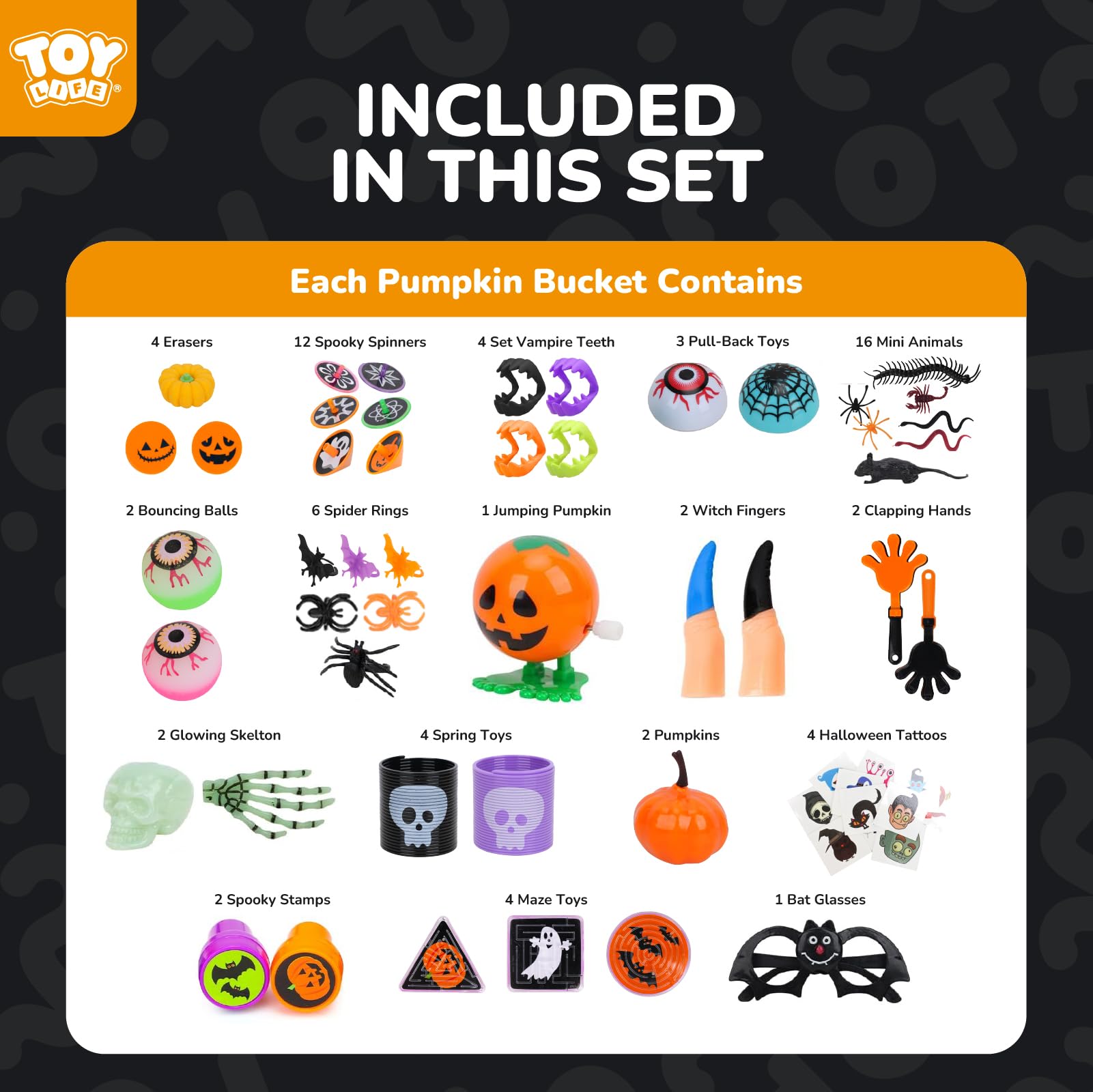 TOY Life Halloween Party Favors Bulk Pack - 50pcs Non-Candy Treats & Prizes for Kids Classroom, Trick or Treat, Goodie Bags - Fun Halloween Party Supplies for School Events & Neighborhood Celebrations
