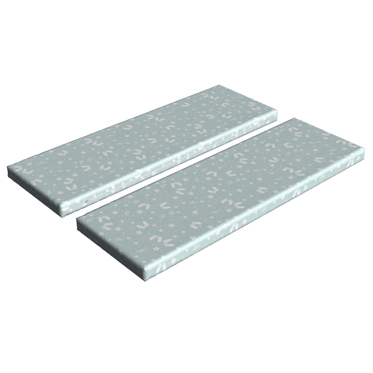 Ambesonne 2-Piece Aqua Bench Cushion Set - Beach Theme with Shells, Starfish & Flip Flops Design - 45