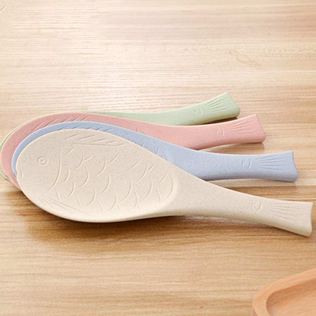 4-Piece Wheat Straw Rice Paddle Spoon Set - Eco-Friendly, Non-Stick Kitchen Utensils for Rice Cooker, Mashed Potatoes & More - Perfect for Cooking, Serving & Meal Prep