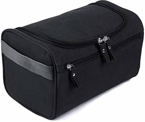 Vitzie Hanging Fabric Travel Toiletry Bag Organizer - Waterproof Dopp Kit for Men & Women (25 x 13.5 x 15 cm, Black) - Perfect for Camping, Gym, Business Trips & Air Travel