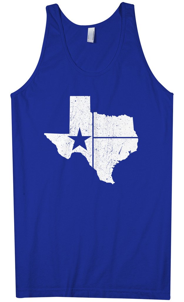 Threadrock Men's Distressed White Texas State Flag Tank Top - Vintage Patriotic Muscle Tee for Summer, BBQ & Outdoor Activities
