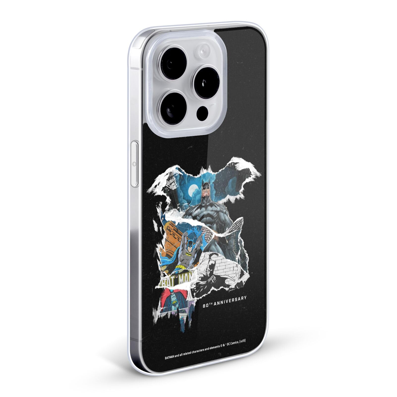 Official Batman DC Comics 80th Anniversary Soft Gel Case for iPhone 13 Pro Max - Ripped Paper Design Licensed by Head Case Designs | Perfect for Superhero Fans & Comic Book Lovers