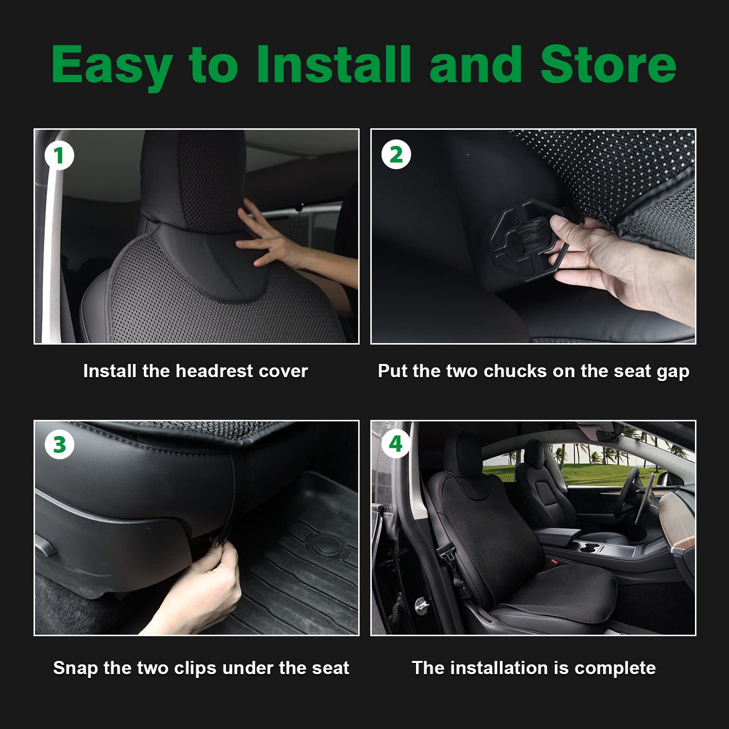 Premium Tesla Seat Protector - Model 3 (2017-2024) & Model Y (2020-2025) - Breathable Anti-Slip Car Seat Cover Mat - All Season Polyester Protection - Black (1PC) - Perfect for Daily Commuting, Road Trips & Protecting Leather Seats