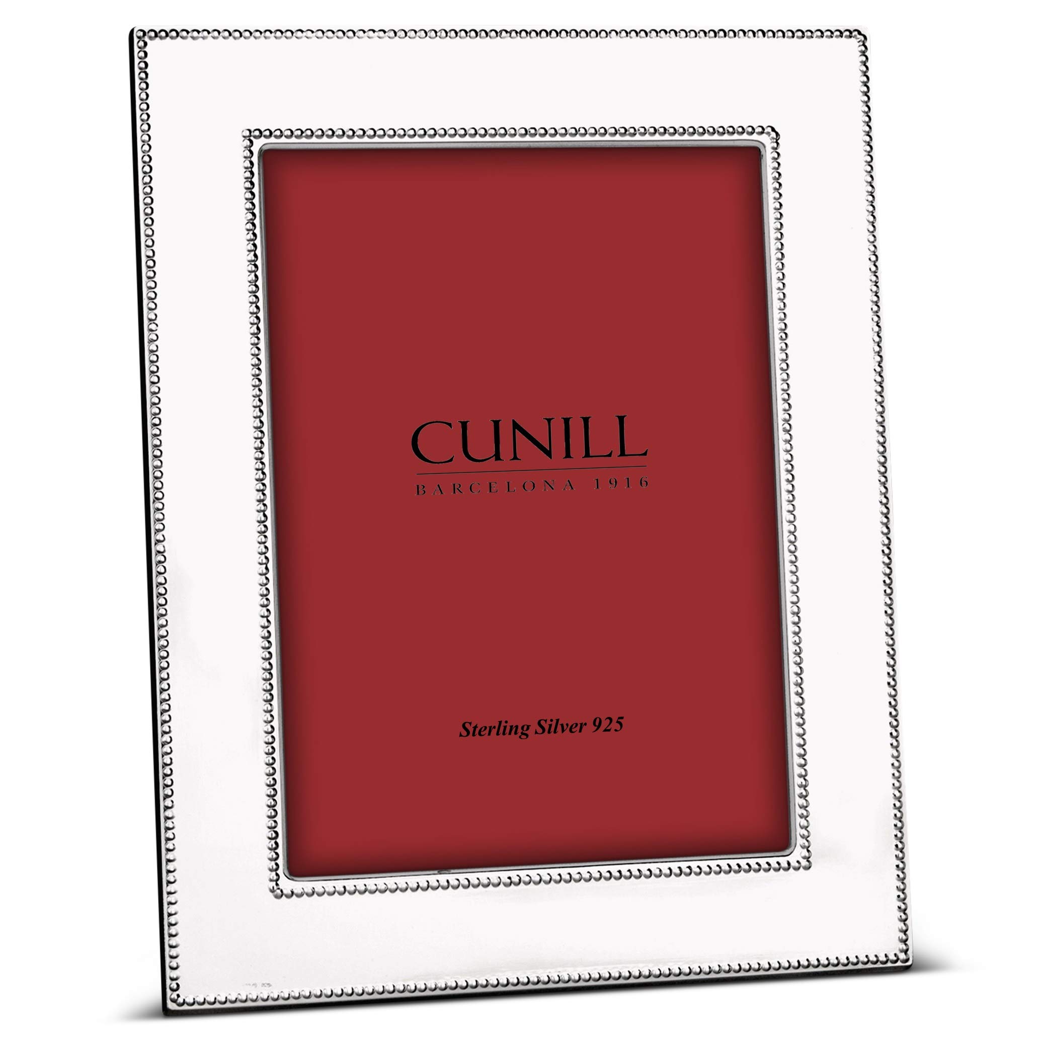 Sterling Silver 5x7 Picture Frame - .925 Silver Double Bead Wide Design by Cunill - Perfect for Wedding Photos, Graduation Portraits & Home Decor