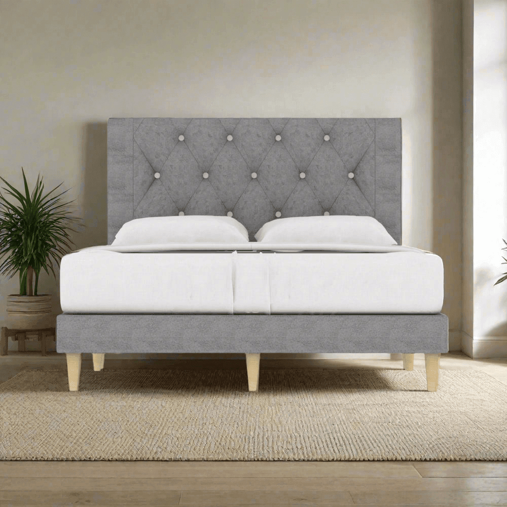 Hansen Fabric Bed Frame - Queen Size, Sturdy & Pet Friendly Platform Bed with Noise-Free Design for Bedroom & Guest Room Use