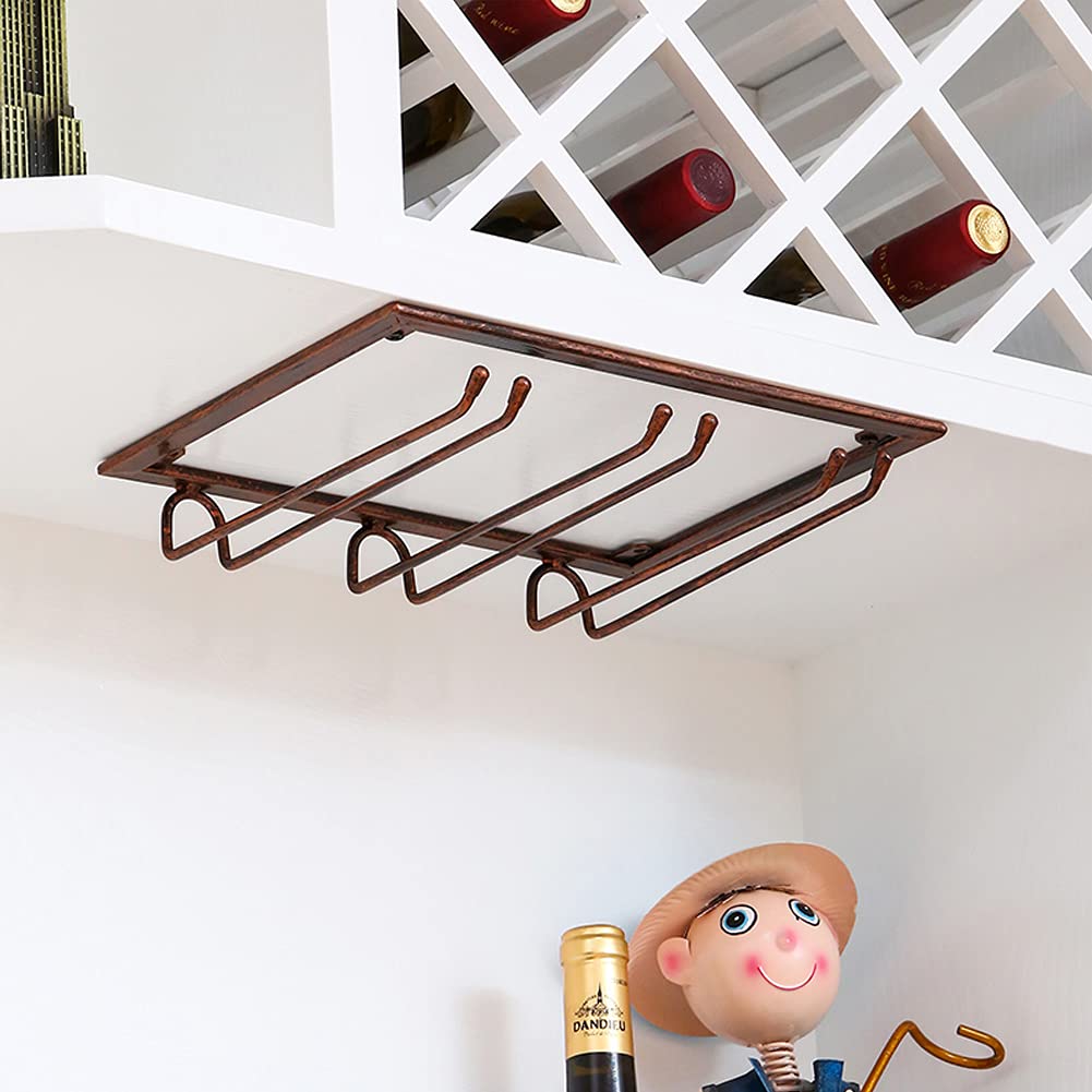 12 Inch Under Cabinet Wine Glass Rack - 3-Tier Stemware Holder with Rustproof Iron Frame for Kitchen Storage & Air Drying | Perfect for Home Bars, Restaurants & Wine Enthusiasts