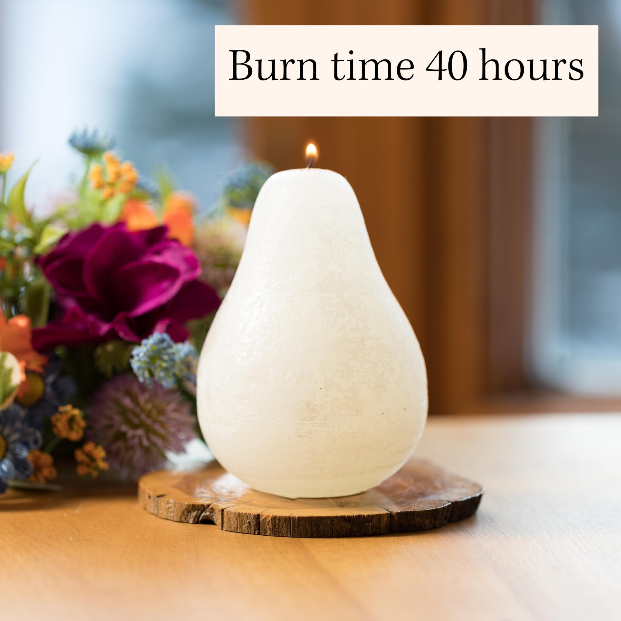Sullivans Vance Kitira Pear Candles - Set of 3 Unscented 4.5 Inch Real Wax Candles, Clean Burning & Dripless for Home Decor, Table Centerpieces, Wedding & Dinner Party Hosting, Romantic Ambiance Lighting