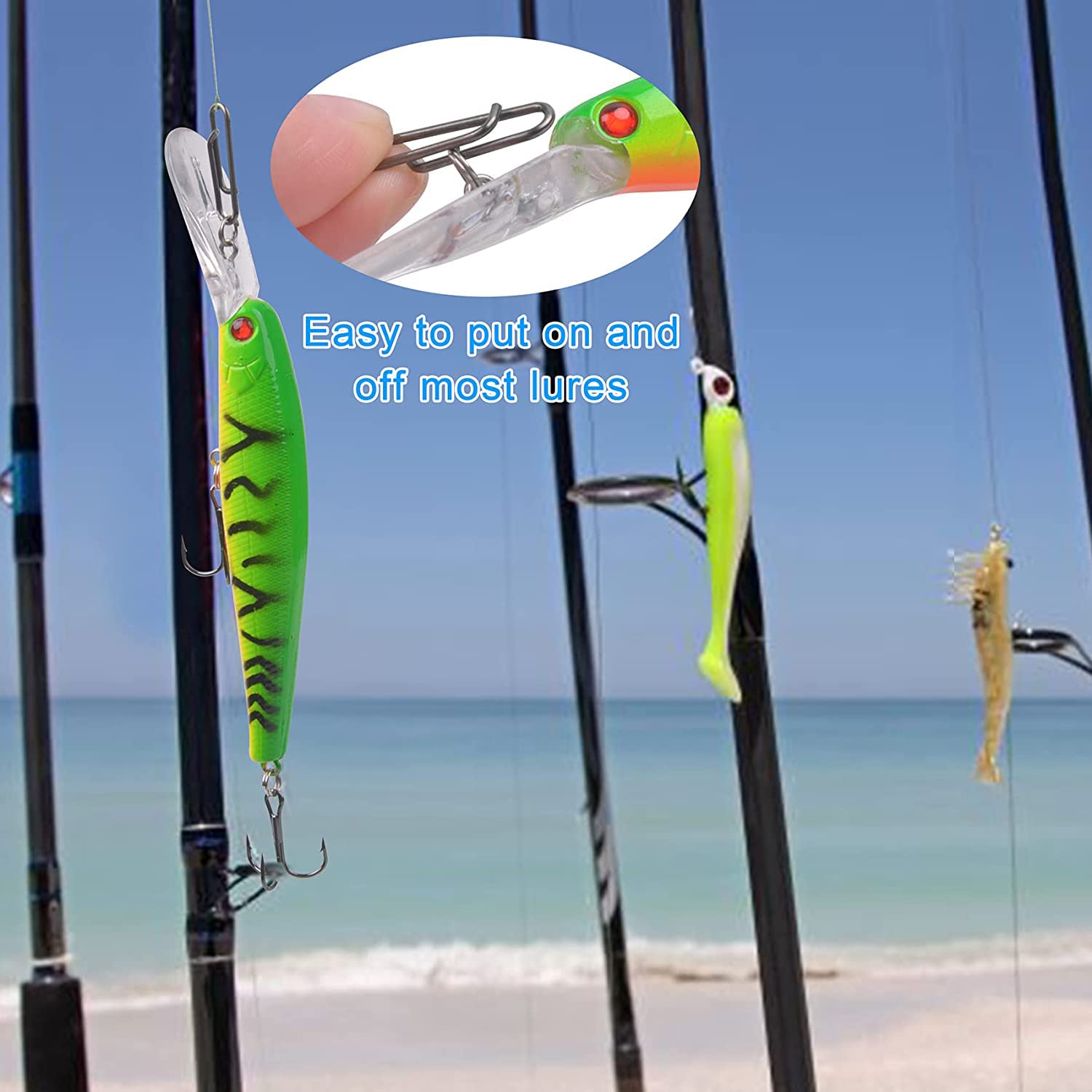 Stainless Steel Fishing Power Clips Kit - Quick Change Lure Connectors with Fast Snaps for Kayak, Drifting & Speed Fishing | Saltwater & Freshwater Angling Accessories