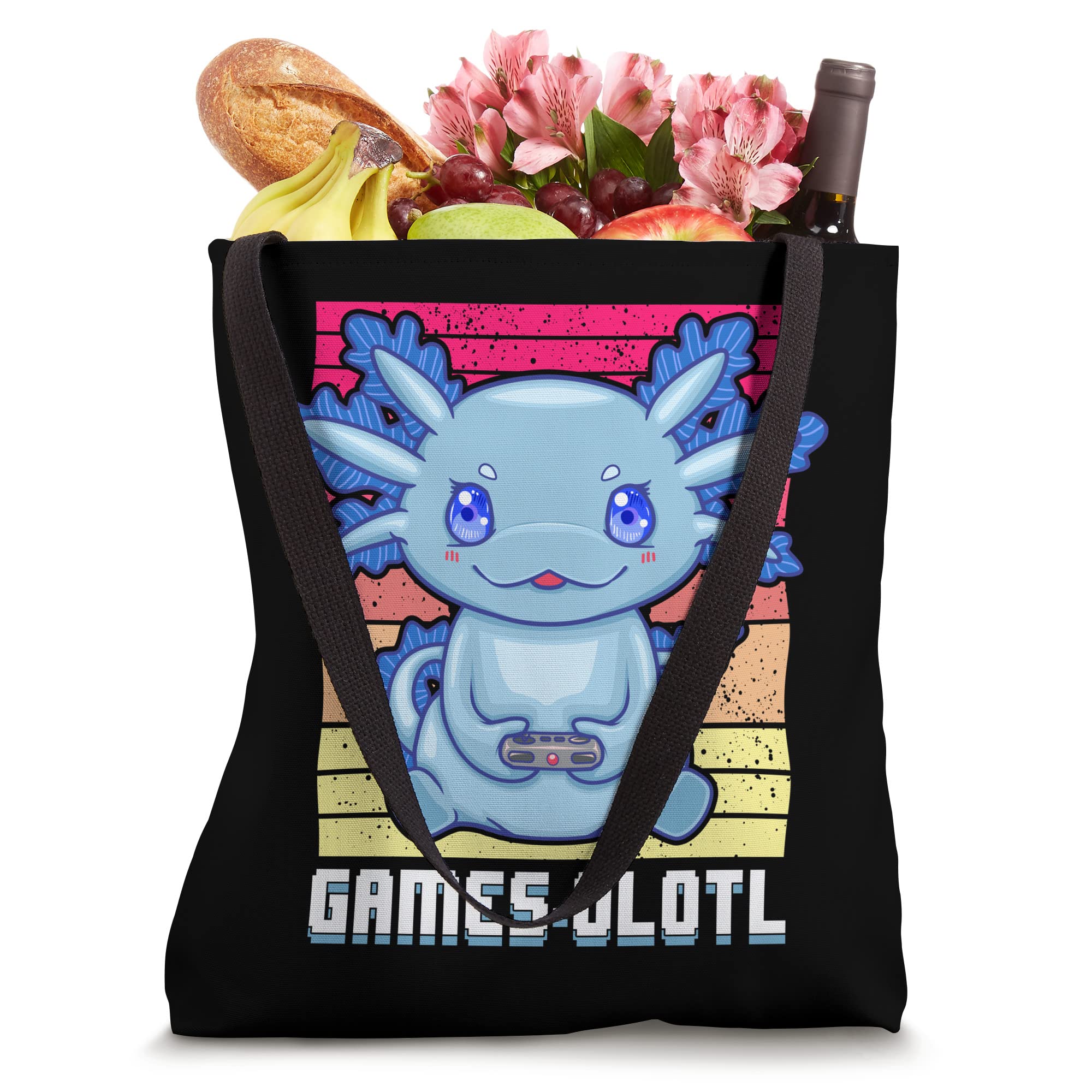 **Axolotl Gamer Tote Bag for Men - Cute Axolotl Print Gaming Accessory - Perfect for Gaming Conventions, School, or Beach Day**