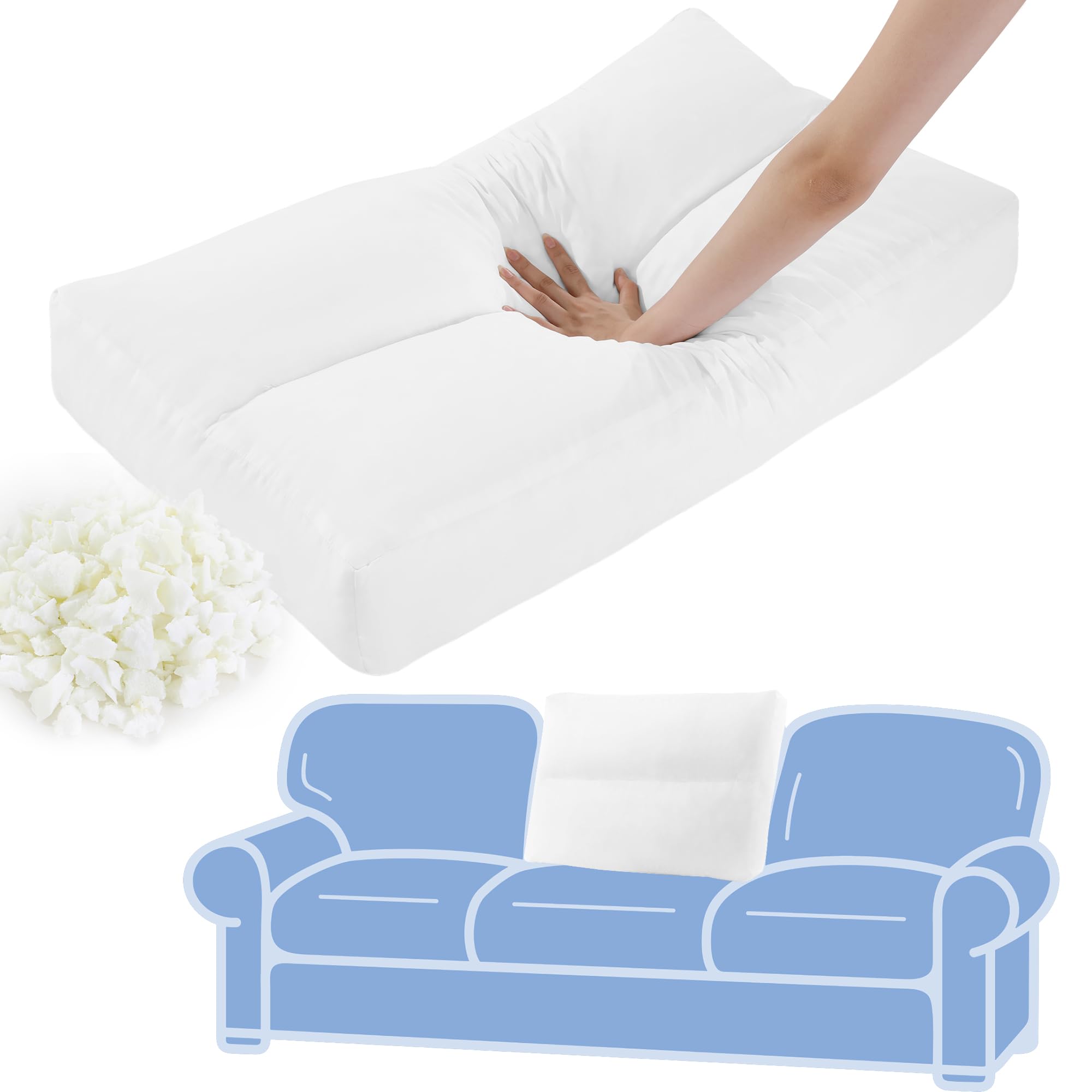 Premium Shredded Foam Back Cushion Replacement - Supportive Sofa Pillow with Fluffy Quilted Design for Lumbar Support (31