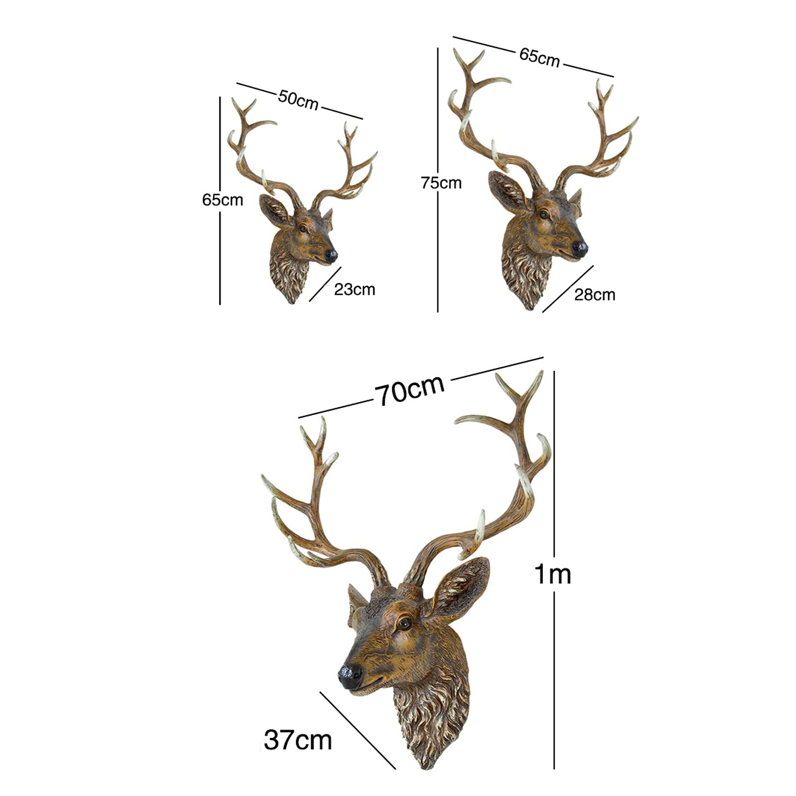 Large Resin Deer Head Wall Decor Sculpture - Handmade Faux Taxidermy Farmhouse Art for Living Room, Bedroom & Office | Modern Animal Head Mounted Ornament
