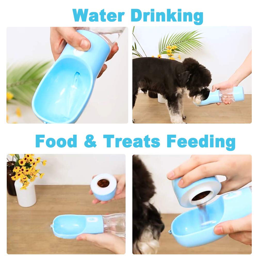 2-in-1 Portable Dog Water Bottle for Walking, Hiking & Travel - Outdoor Pet Drinking Dispenser (Blue)