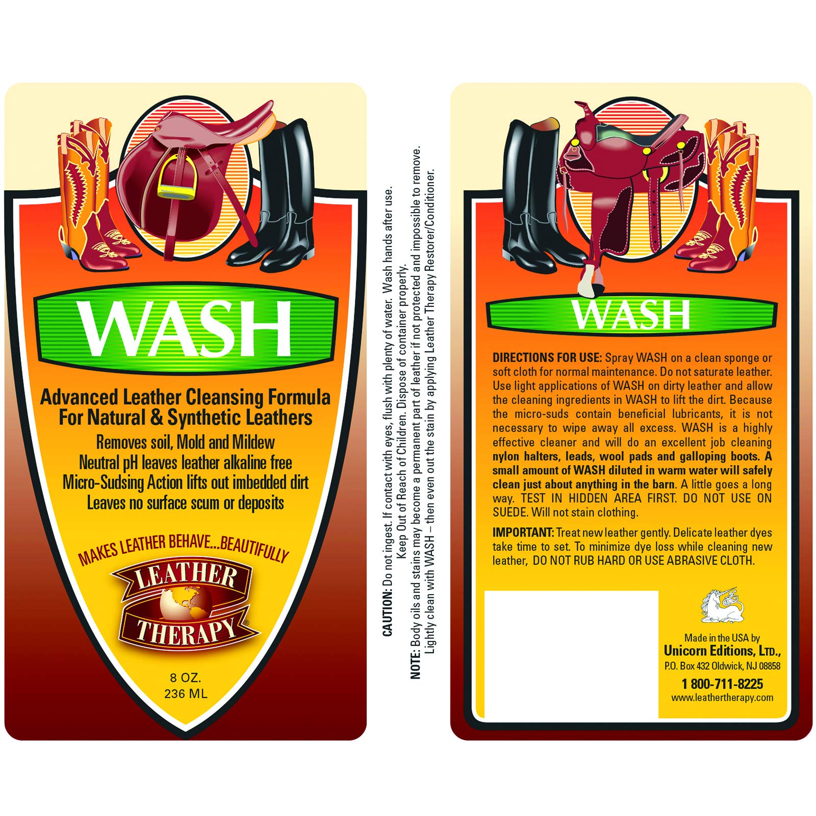 Premium Leather Cleaner & Conditioner for Natural & Synthetic Leather - 8oz Wash for Shoes, Bags, Furniture & Car Seats