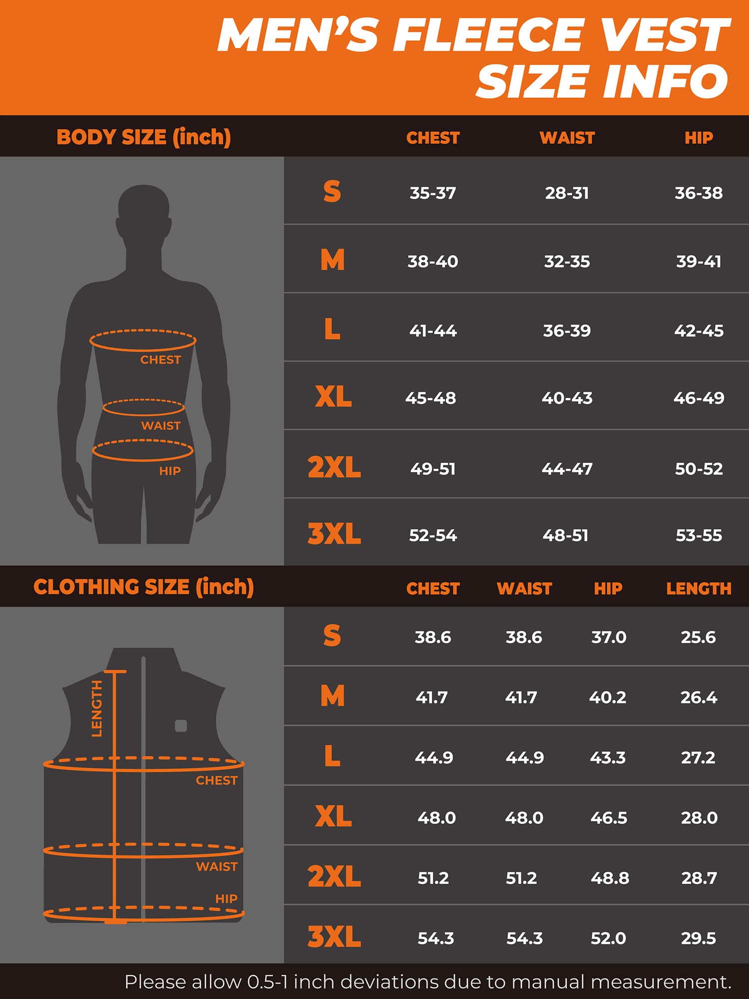 ORORO Men's Heated Vest with Battery Pack - Lightweight Electric Fleece Jacket for Winter Warmth - Perfect for Outdoor Activities, Camping & Cold Weather Work