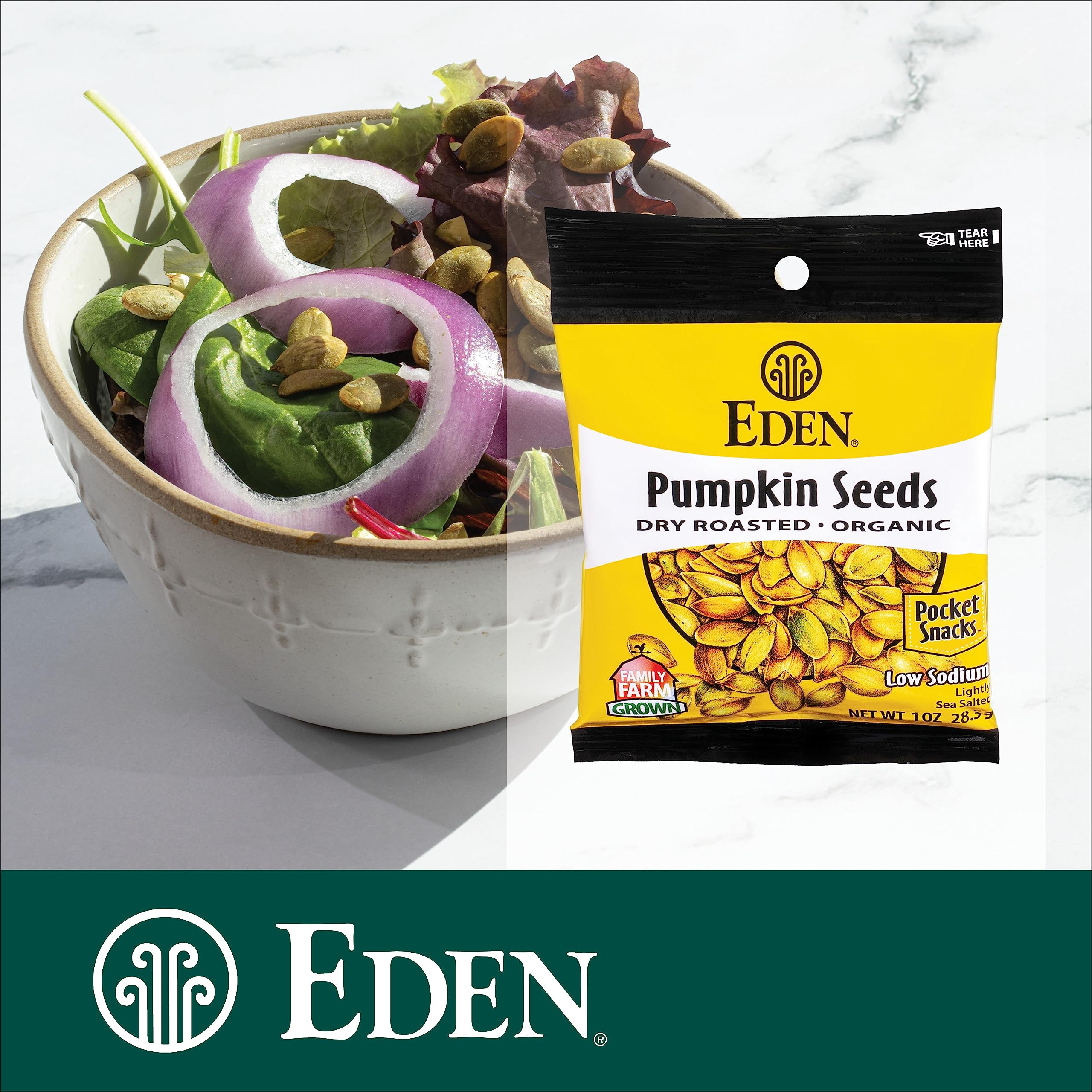 Organic Pumpkin Seeds Snacks - Dry Roasted, Lightly Salted, Hulled Pepitas - 1 oz (24-Pack) - Healthy On-the-Go Snack for Work, Hiking & Road Trips