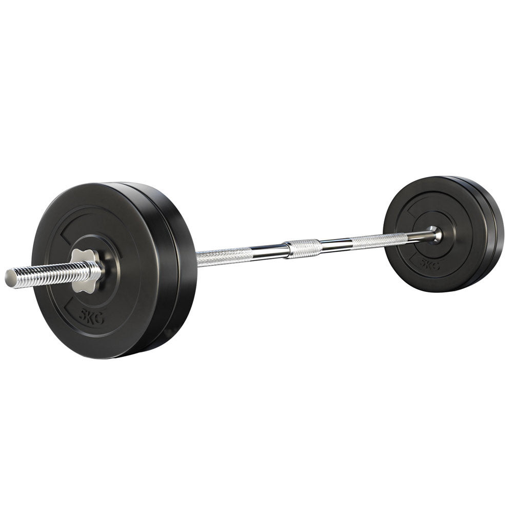 28KG Barbell Weight Set with Plates & Bar - Home Gym Equipment for Bench Press, Strength Training & Fitness Exercises (168cm) - Perfect for Home Workouts, CrossFit & Bodybuilding