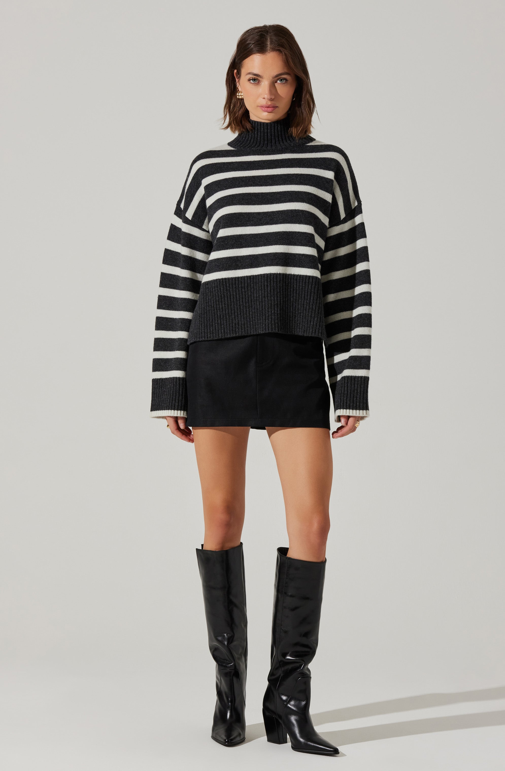 Stylish Striped Mock Neck Sweater for Women - Cozy Winter Pullover | Perfect for Office Wear, Casual Outfits & Holiday Parties