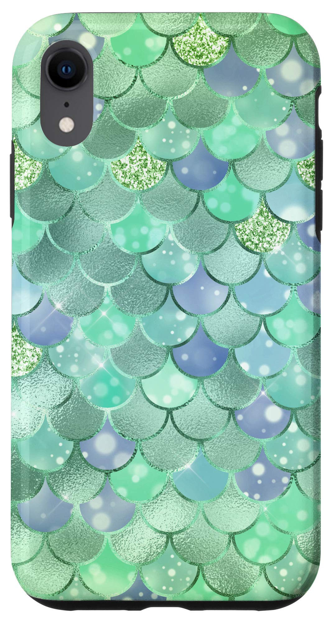 Premium iPhone XR Case - Aqua Green Mermaid Scale Design with Bokeh Effect | Slim Protective Cover for Everyday Use, Travel & Photography