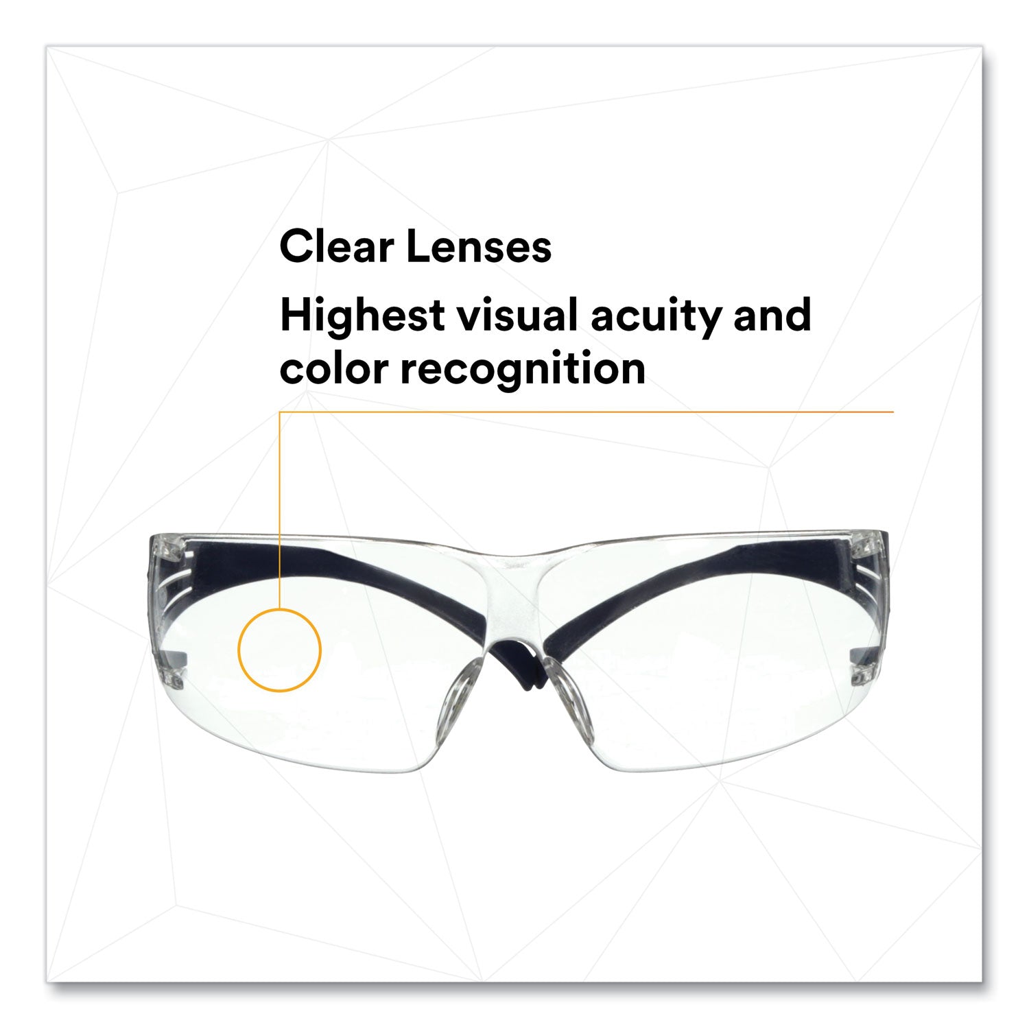 3M™ SecureFit 200 Series Protective Safety Glasses - Dark Blue Plastic Frame, Clear Polycarbonate Lens for Construction, Woodworking & DIY Projects