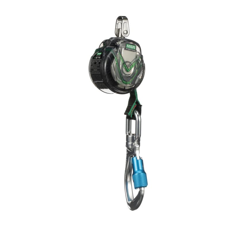 MSA 63011-00C V-TEC Mini Personal Fall Limiter - 6' (1.8m) Single-Leg Retractable Lanyard with Aluminum Swivel Carabiner & Steel Harness Connection | Fall Protection for Construction, Roofing & Industrial Work Safety