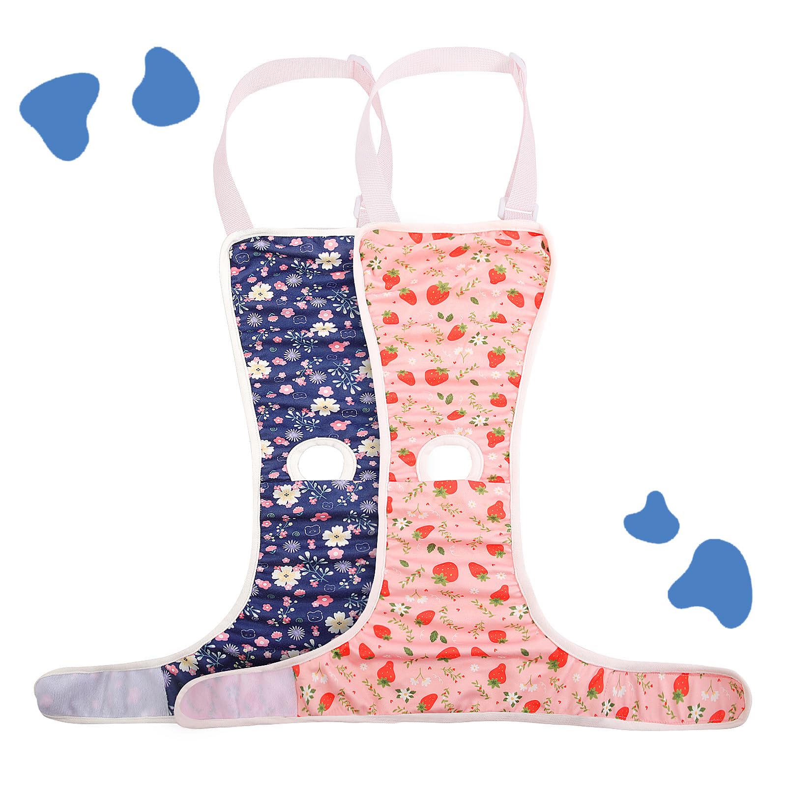 ASENKU 2 Pack Washable Female Dog Diapers - Reusable Pet Panties for Small Dogs in Heat, Period Protection with Adjustable Suspenders | Perfect for Indoor Use, Travel & Nighttime Protection