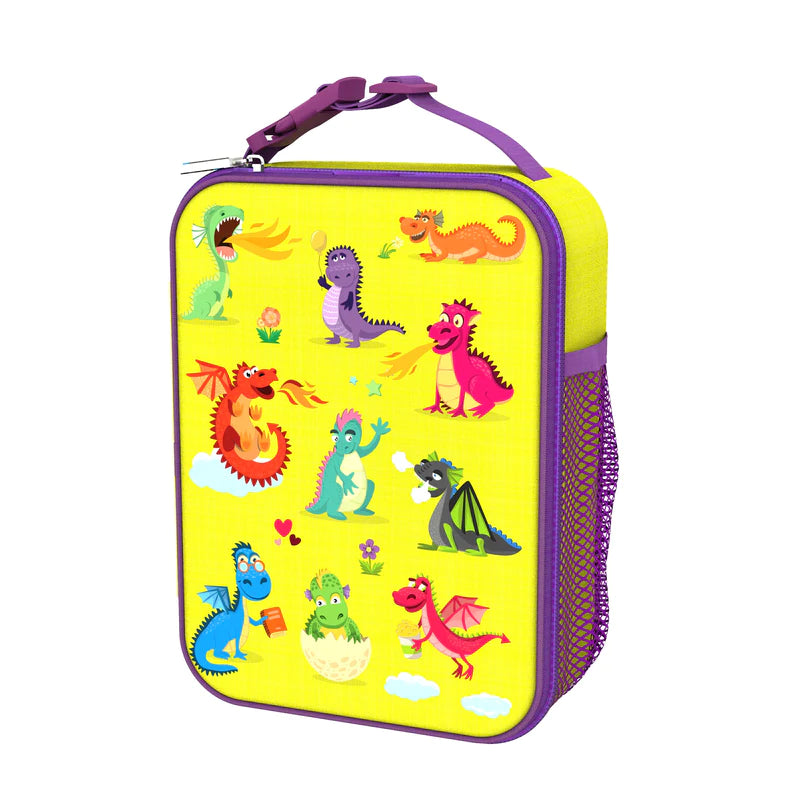 Ion8 Kids Lunch Bag with Dragons Design - Insulated Reusable Lunch Box for School, Picnics & Outdoor Activities