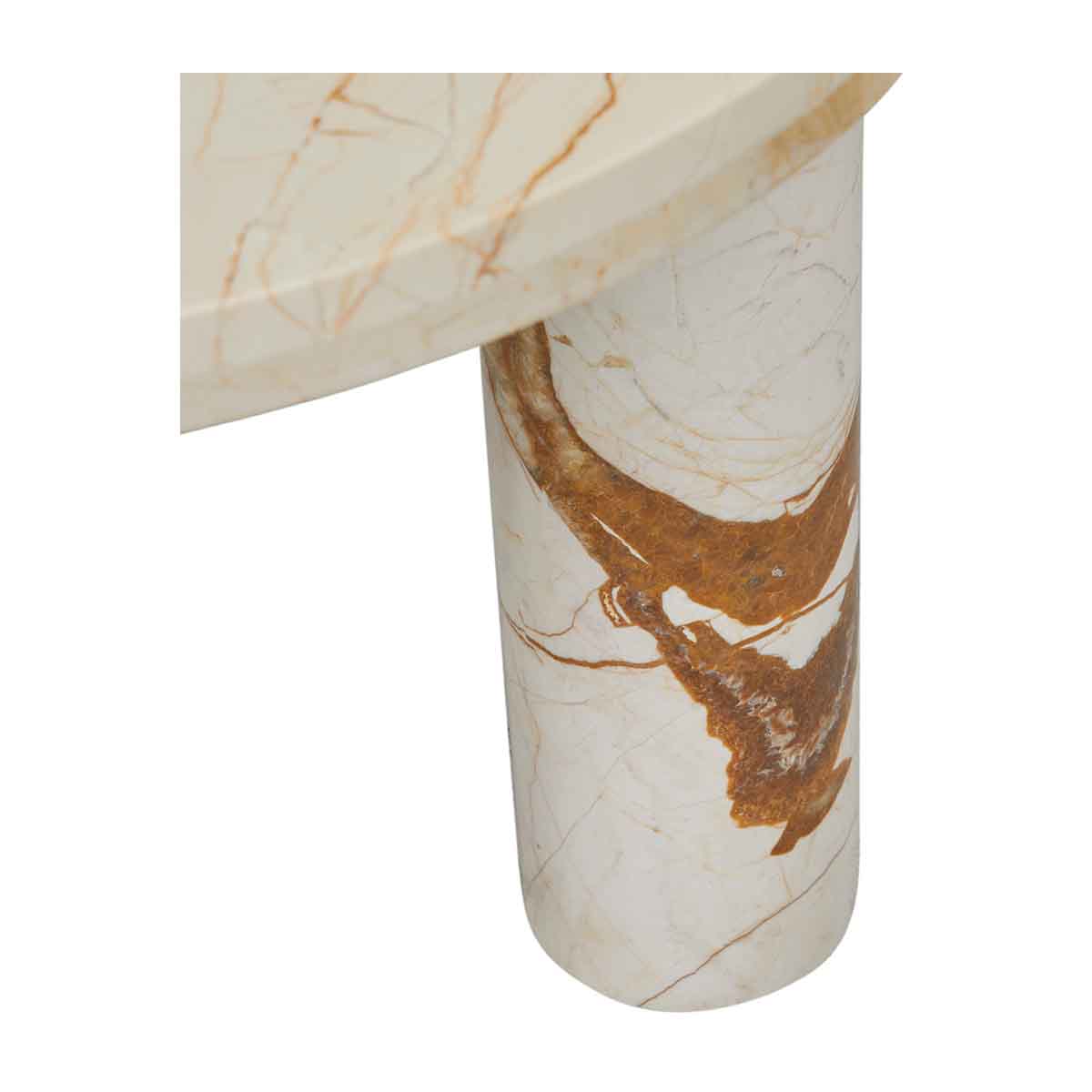 Amara Round Leg Marble Side Table - Modern Accent End Table for Living Room, Bedroom & Office - Durable Marble Top with Sturdy Metal Base