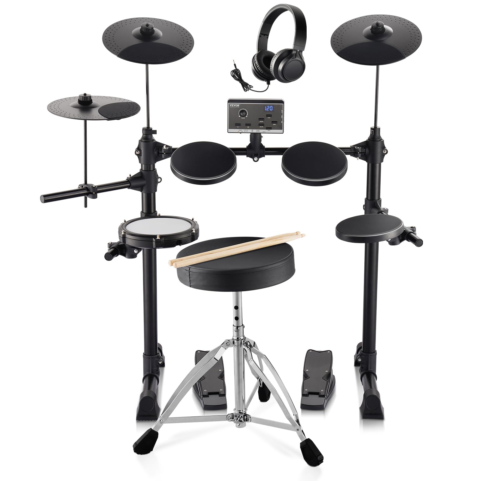 VEVOR Electric Drum Set - 15 Drum Kits & 150 Sounds Electronic Drum Kit with USB MIDI Support, 6.5
