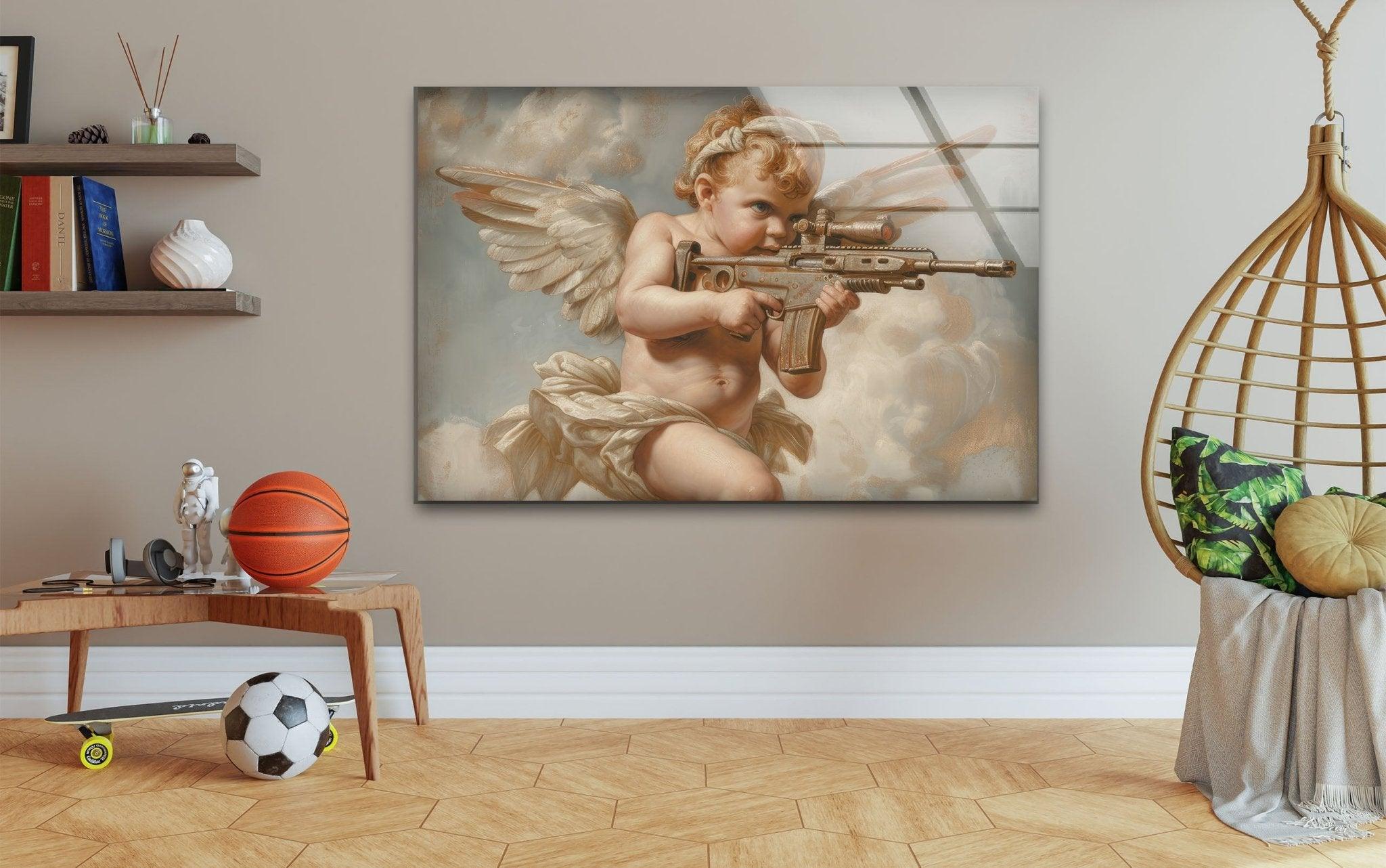Baby Angel Glass Wall Art - Handcrafted Nursery Decor for Baby Rooms, Christening Gifts & Home Wall Decor | Perfect for Nurseries, Bedrooms & Spiritual Spaces