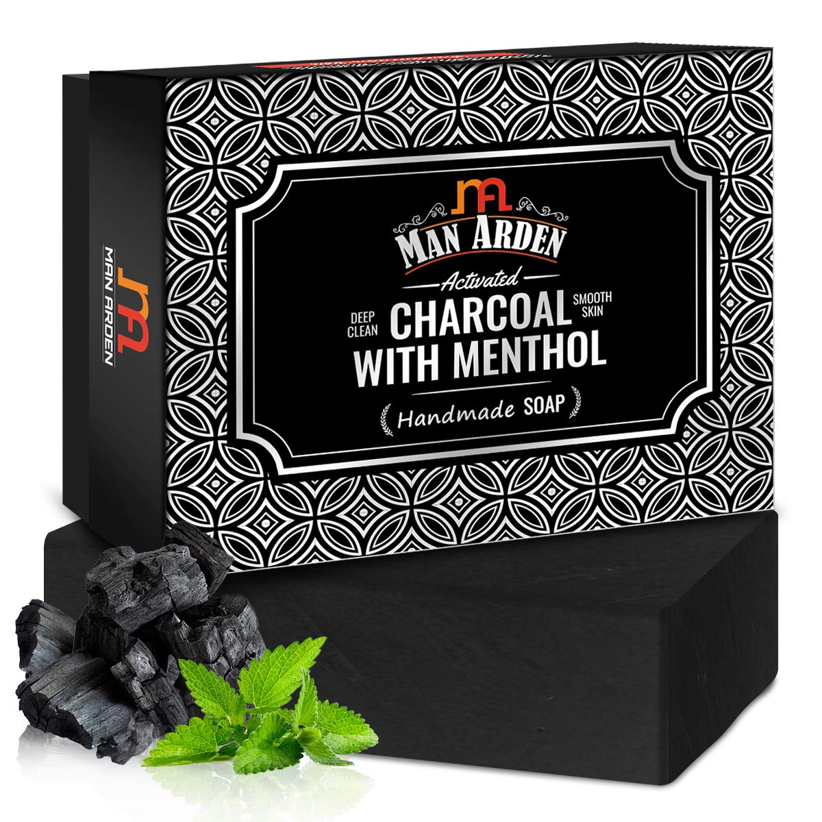 Man Arden Activated Charcoal & Menthol Luxury Handmade Soap - 125g for Deep Cleansing & Detoxifying - Perfect for Men's Skincare & Gift Sets