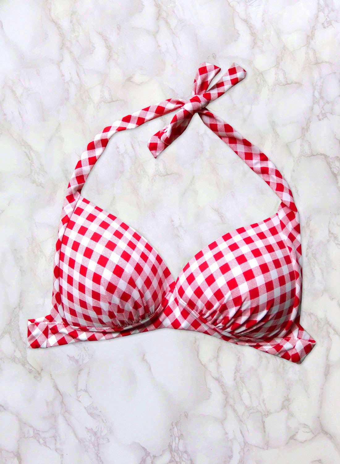 Vintage 50s Halter Neck Tie Knot Back Bikini Top for Women - Soft Molded Padding Swimwear, Bathing Suit Tops Only | Perfect for Beach, Pool & Summer Vacations