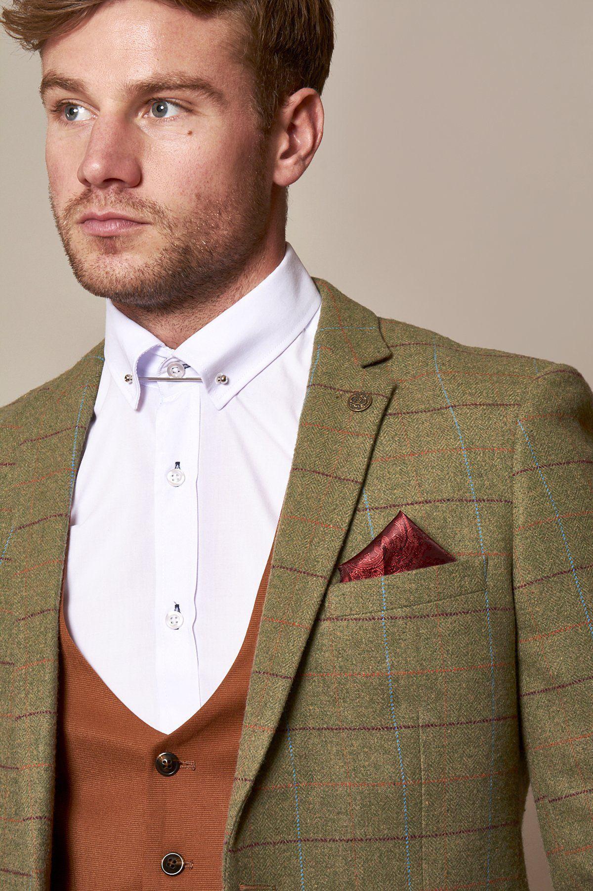 ELLIS Moss Green Check Tweed Blazer for Women - Elegant Vintage Style Jacket for Office, Wedding & Special Occasions