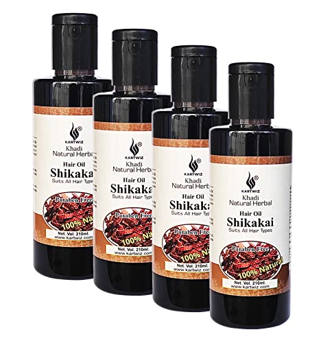 KARTWIZ Shikakai Hair Oil for Thicker Hair & Dandruff Control - 4 Pack | Natural Ayurvedic Treatment for Hair Growth & Scalp Health | Perfect for Daily Hair Care & Styling