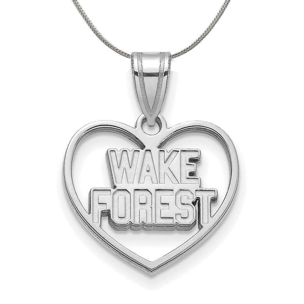 Sterling Silver Heart Pendant Necklace - Perfect Gift for Wake Forest Fans